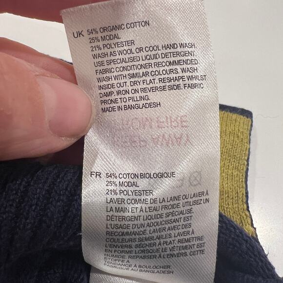 White Stuff Organic Cotton Blend Navy Blue Sweater Small - Picture 4 of 12